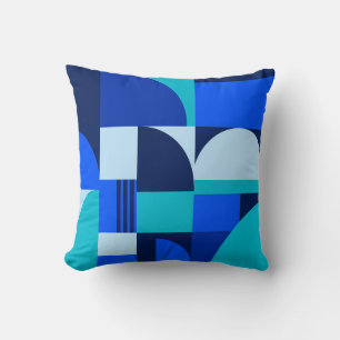 Coussin Motif de formes géométriques abstraites bleues mod