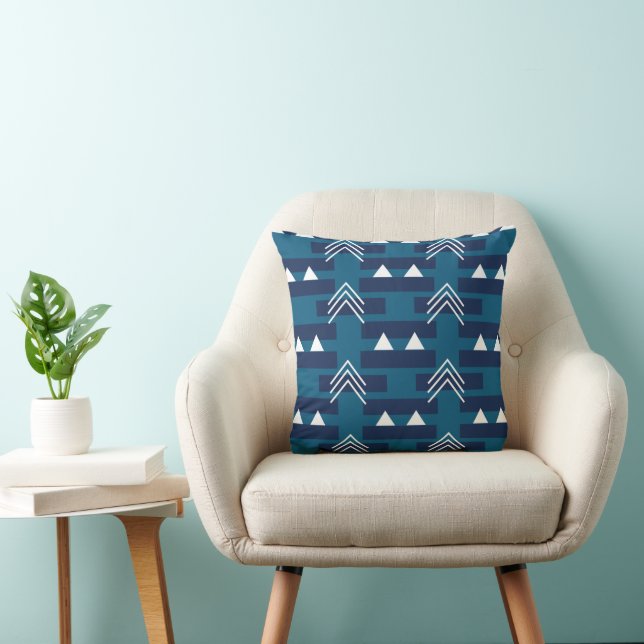 Coussin Motif de formes géométriques Bleu Blanc (Chaise)