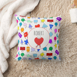 Coussin Motif de formes géométriques colorées 2D et 3D pou