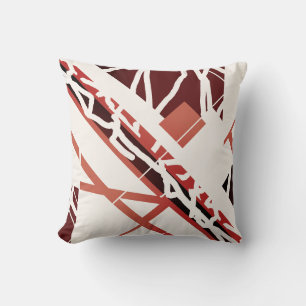 Coussin Motif de formes inclinées rouge brun terracotta su