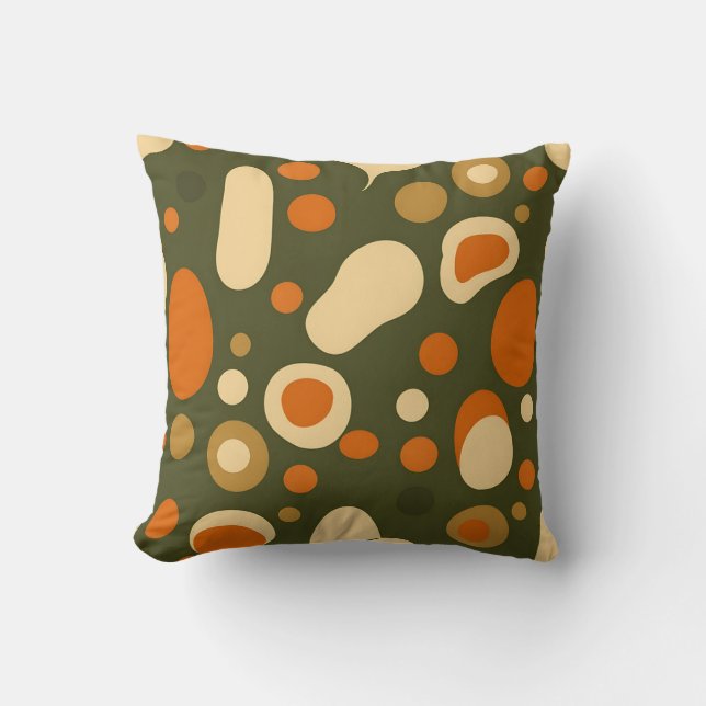 Coussin Motif de formes organiques abstraites rétro (Recto)