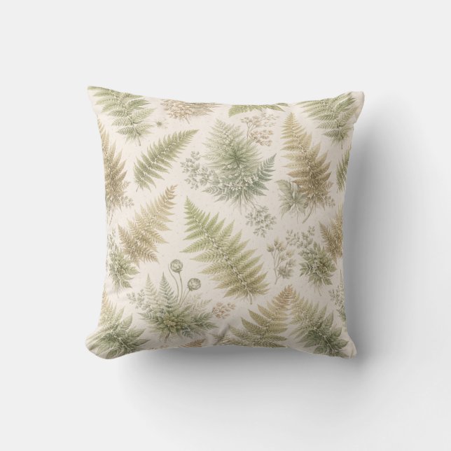 Coussin Motif de fougère botanique (Recto)