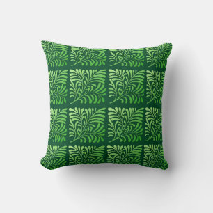 Coussin Motif de fougères Art déco - tons verts