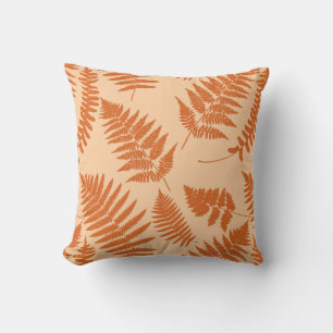 Coussin Motif de fougères boisées, Pastel Orange