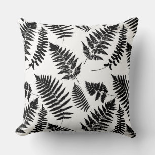 Coussin Motif de fougères de bois, Pilier de chasse noir e