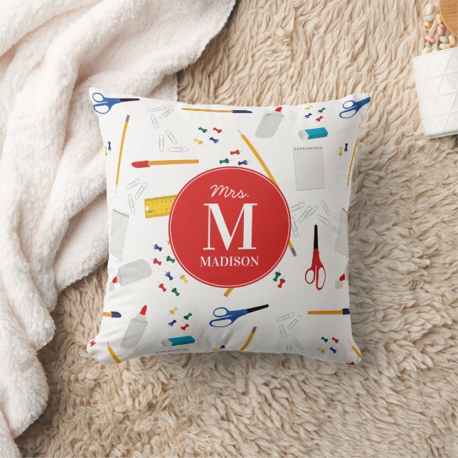 Coussin Motif de fournitures de bureau et d'artisanat avec (Couverture)