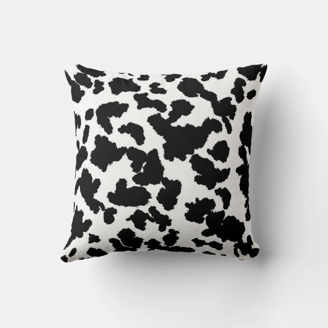 Coussin Motif de fourrure de vache noir et blanc (Verso)
