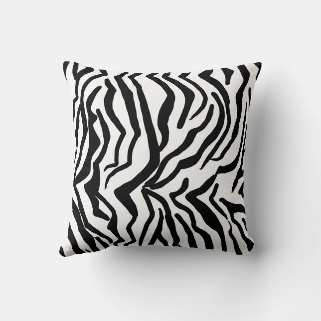 Coussin Motif de fourrure noir et blanc Zebra (Verso)