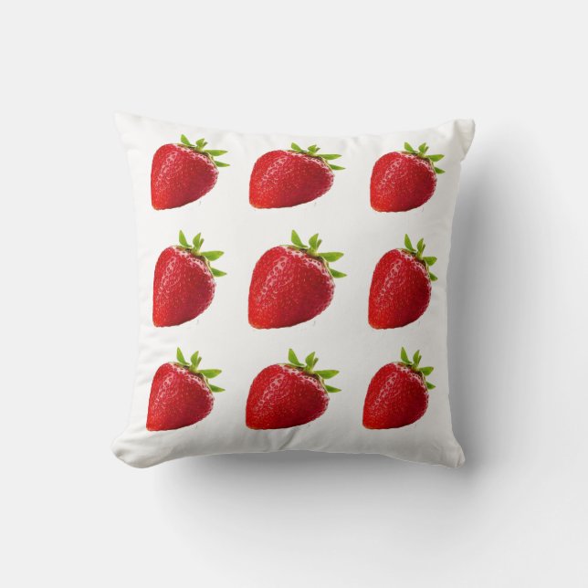 coussin motif de fraise, coussin rouge et blanc (Recto)