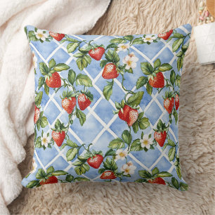 Coussin Motif de fraise et feuille de charme - Vintage (2)