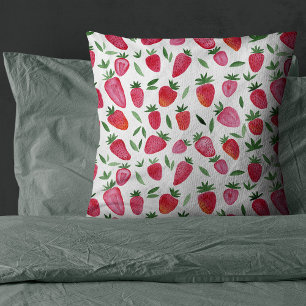 Coussin Motif de fraises d'aquarelle mignonne