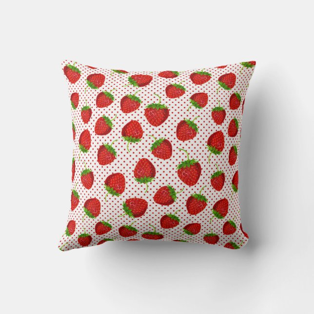 Coussin Motif de fraises et de points rouges (Verso)