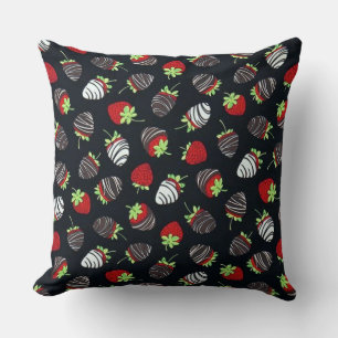Coussin Motif de fraises trempées au chocolat