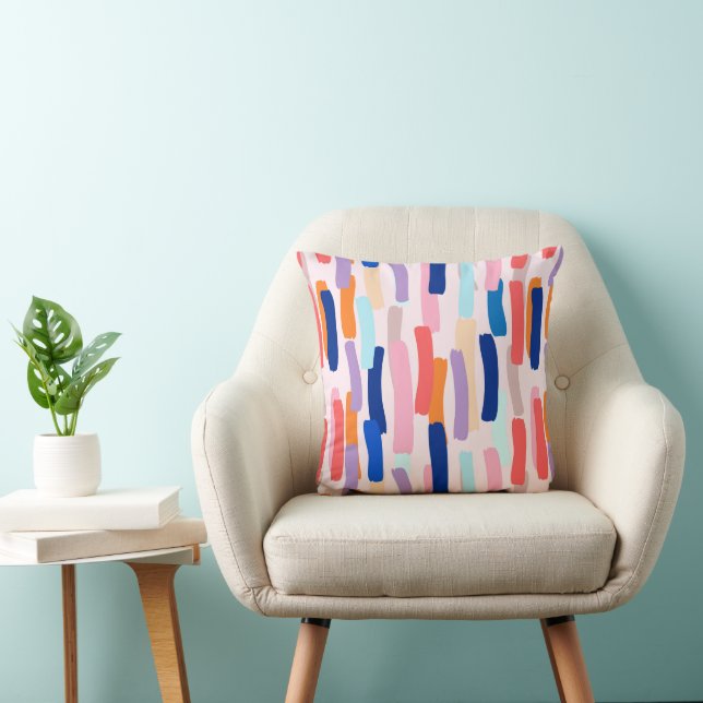 Coussin Motif de frappe de pinceau coloré (Chaise)