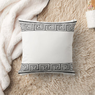 Coussin Motif de frise grecque noire