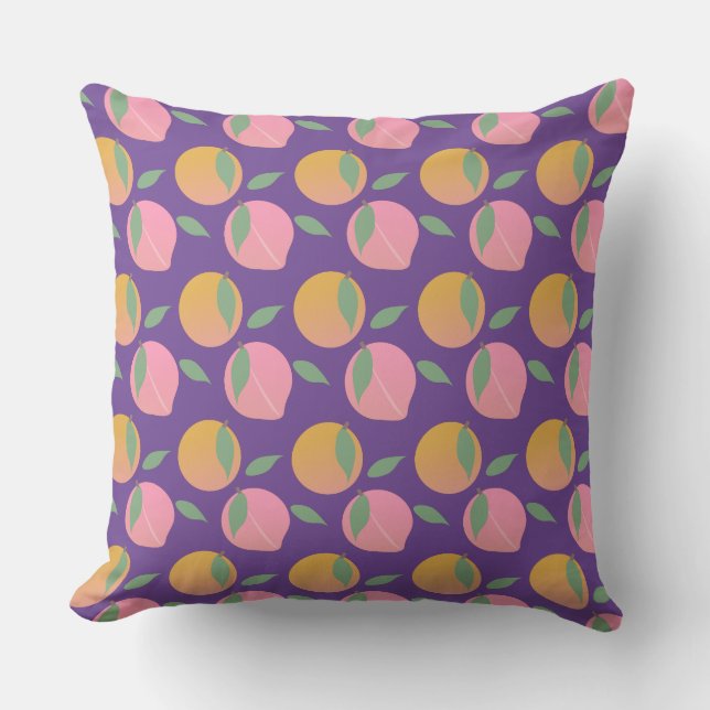 Coussin Motif de fruit orange pêche mignon rose (Recto)