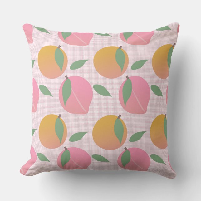 Coussin Motif de fruit orange pêche mignon rose (Recto)