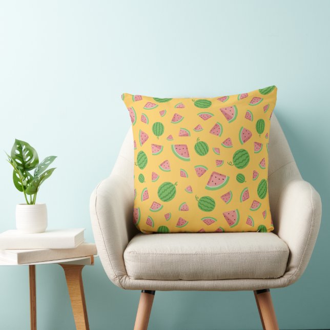 Coussin Motif de fruit pastèque amusant Décoration d'été (Chaise)