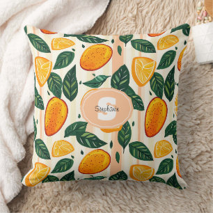Coussin Motif de fruits d'agrumes avec Feuilles verts