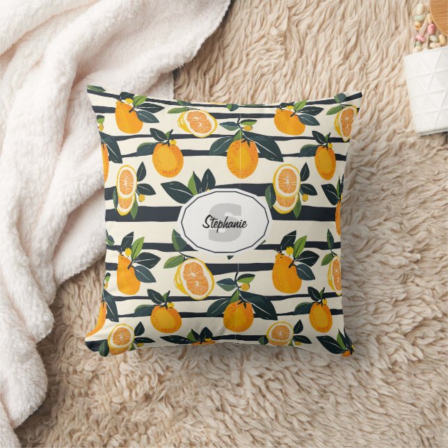 Coussin Motif de fruits d'agrumes avec Feuilles verts (5) (Couverture)