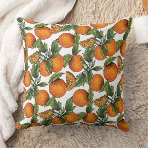 Coussin Motif de fruits d'agrumes orange vintage