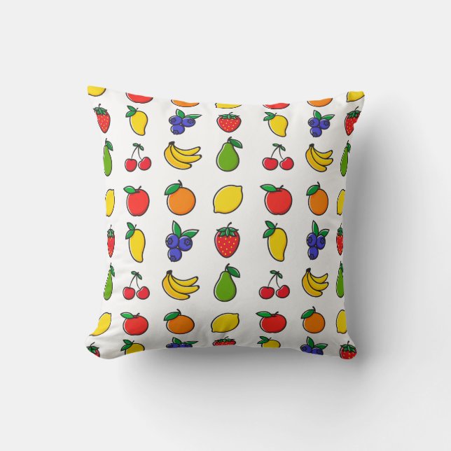 Coussin Motif de fruits mélangés colorés (Recto)