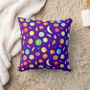 Coussin Motif de fruits tropicaux en néon coloré
