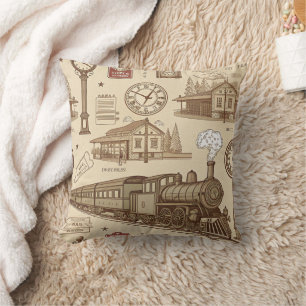 Coussin Motif de gare vintage (1)