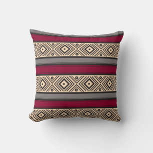 Coussin Motif de Geo Stripes rouge mexicain