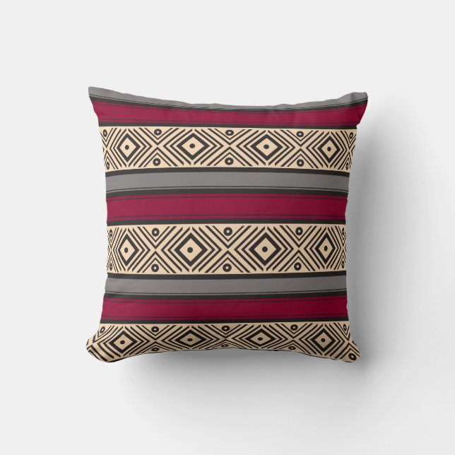 Coussin Motif de Geo Stripes rouge mexicain (Recto)