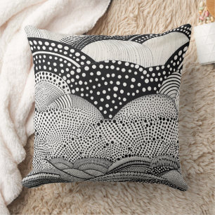 Coussin Motif de géométrie abstraite monochrome contempora