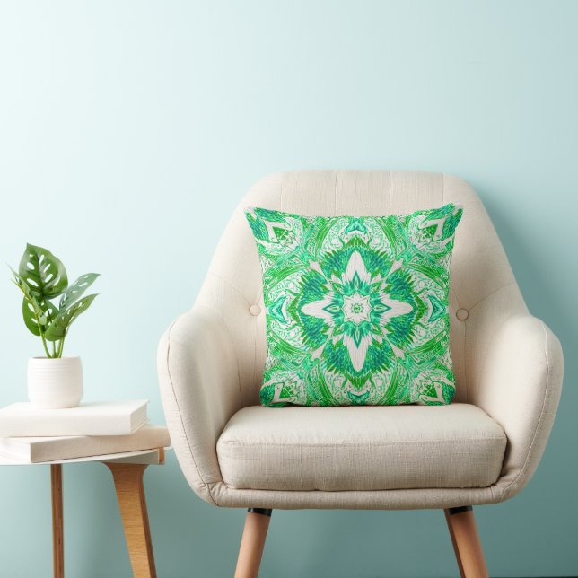 Coussin Motif de géométrie harmonieuse verdoyante (Chaise)