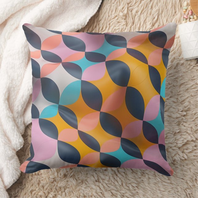 Coussin Motif de géométrie pétale 3D dynamique en couleurs (Couverture)