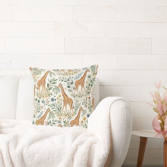 Coussin Motif de girafe à l'aquarelle mignon (Canapé)