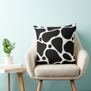Coussin Motif de girafe abstraite noir et blanc