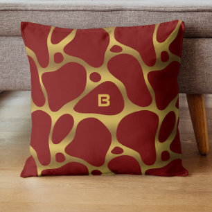Coussin Motif de girafe abstraite rouge et or