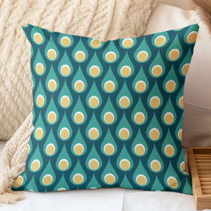Coussin Motif de gouttes géométriques Turquoises rétros
