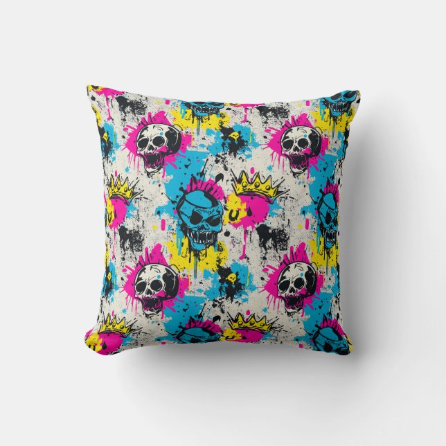 Coussin Motif de graffiti avec des couleurs néon et un sty (Recto)