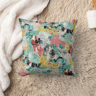 Coussin Motif de graffiti urbain coloré (2)