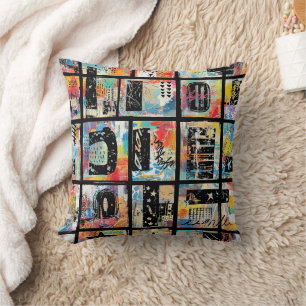 Coussin Motif de graffiti urbain coloré (5)