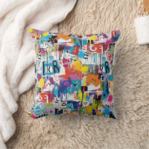 Coussin Motif de graffiti urbain coloré (8)
