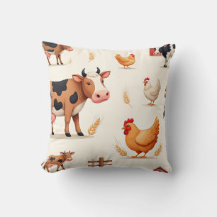 Coussin Motif de grange d'animaux de ferme mignons