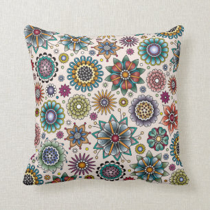 Coussin Motif de griffonnage de fleur de style de tatouage