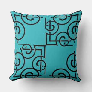 Coussin Motif de grill noir personnalisé Turquoise