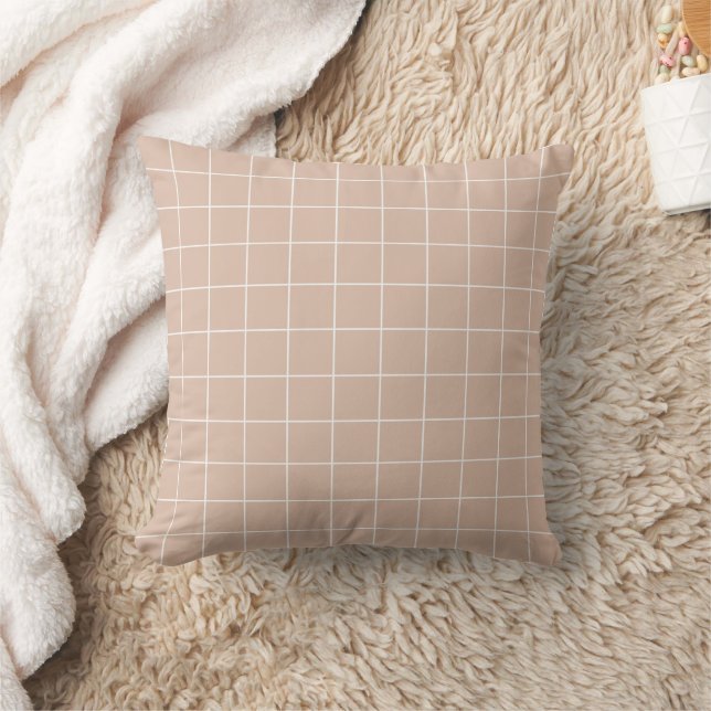 Coussin Motif de grille arrière - plan rose clair (Couverture)