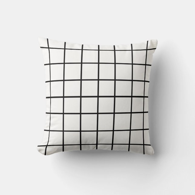 Coussin Motif de grille blanc noir (Recto)