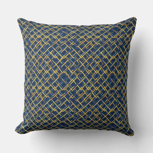Coussin Motif de grille bleu et jaune  (Recto)
