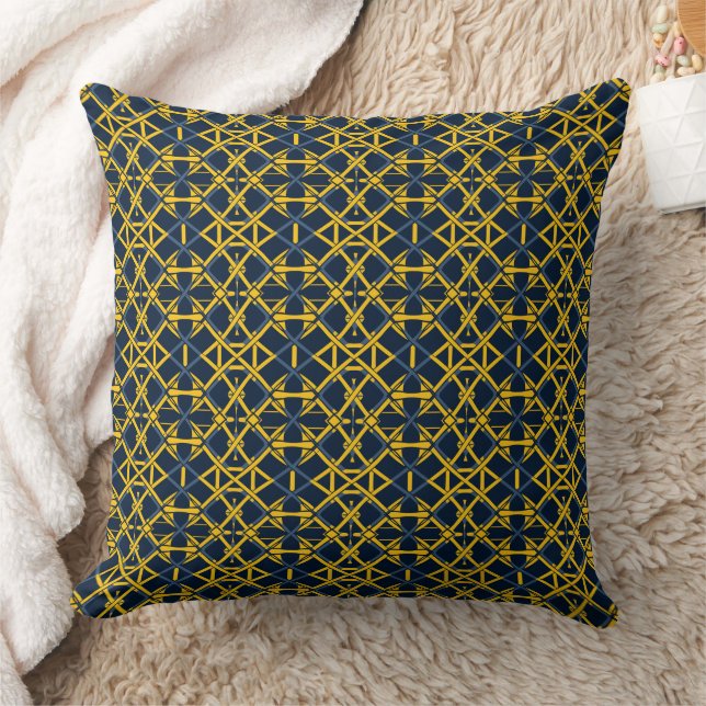 Coussin Motif de grille bleu et jaune (Couverture)