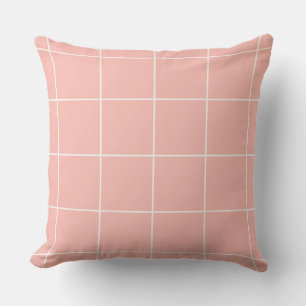 Coussin Motif de grille neutre minimal à carreaux doux