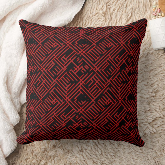 Coussin Motif de grille rouge et noir (Couverture)